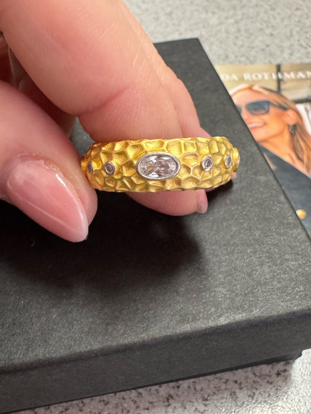 Freida Rothman Textured Matte Gold Ring